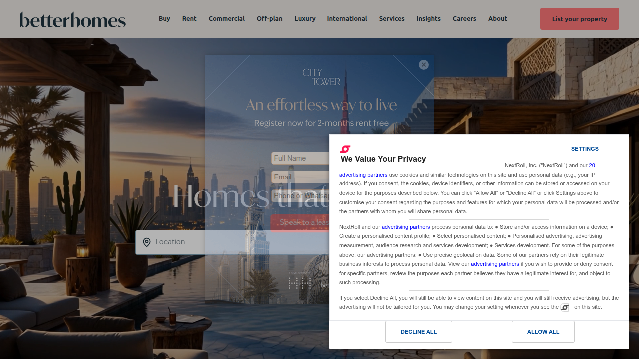 Screenshot of Betterhomes Dubai, a prominent real estate agency in Dubai, offering insights into agent licensing.
